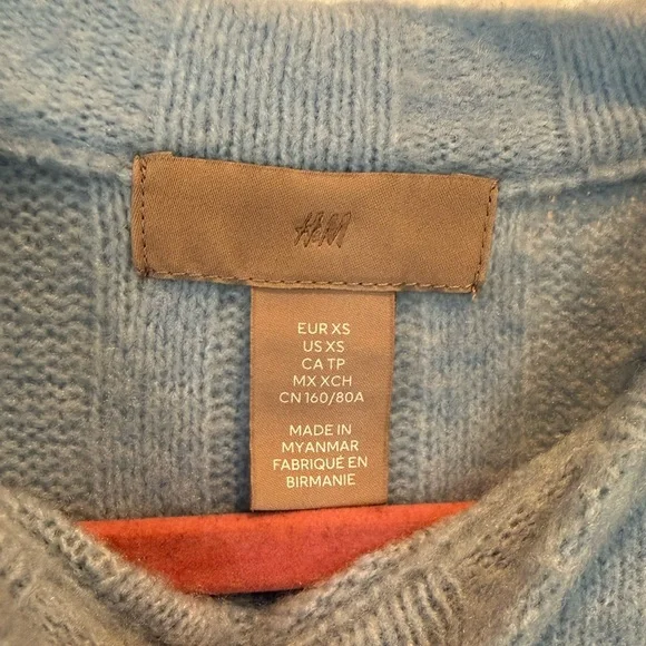 H&M Light Blue Ribbed Knit Midi Dress - Picture 2 of 7